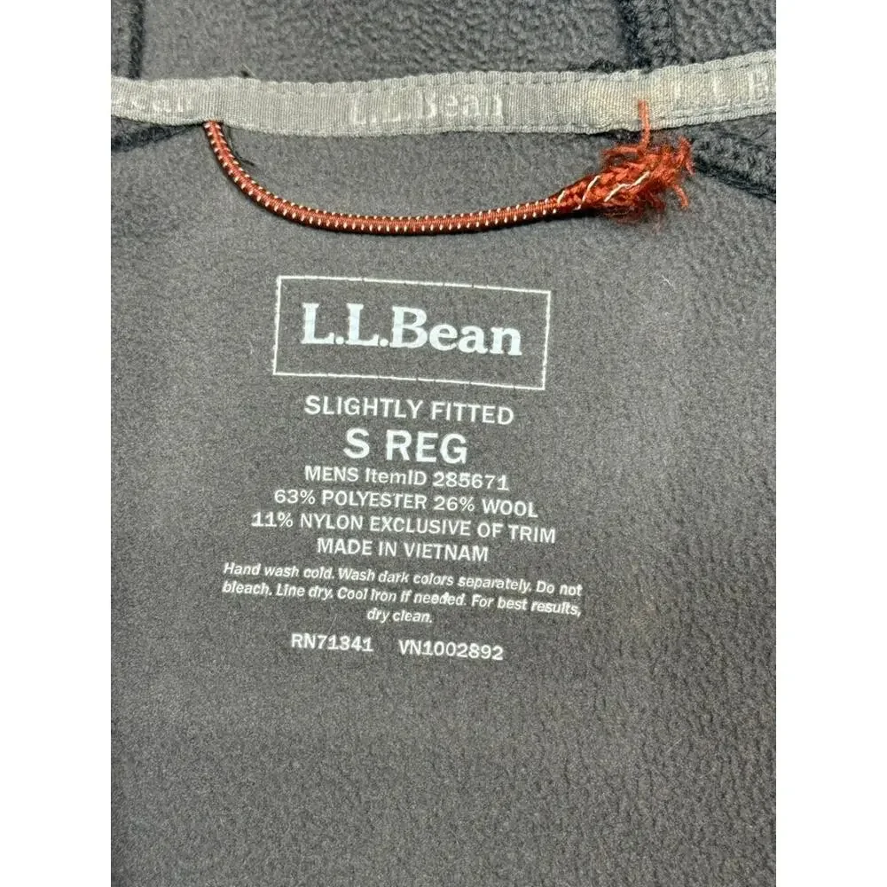 L.L.Bean Purple Gray Wool Tek Full-Zip Fleece Lined Hooded Jacket Men's Small